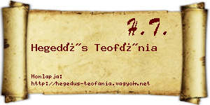 Hegedűs Teofánia névjegykártya